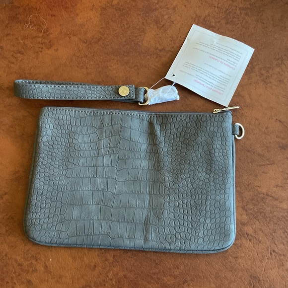 Thirty-one Rubie Mini w/ matching Wristlet in grey croc (embroidered Thirty-one) - Picture 4 of 5